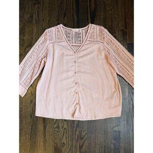 Soft Surroundings 100% Cotton L Pink Blouse New
